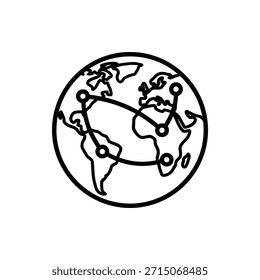 Minimalist Wireframe Globe With Curved Connection Lines