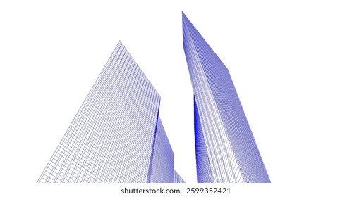 Minimalist Wireframe Skyscrapers – Abstract Architectural Perspective