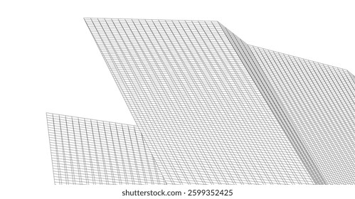 Minimalist Wireframe Skyscrapers – Abstract Architectural Perspective
