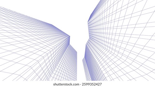 Minimalist Wireframe Skyscrapers – Abstract Architectural Perspective