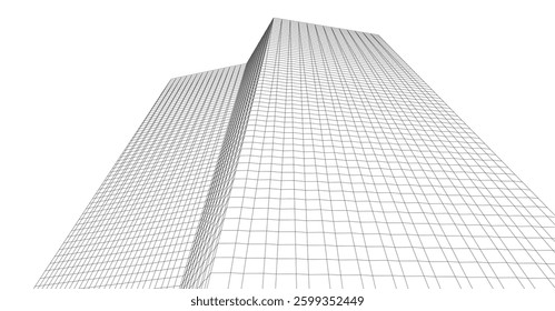 Minimalist Wireframe Skyscrapers – Abstract Architectural Perspective