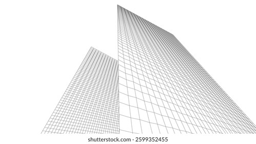 Minimalist Wireframe Skyscrapers – Abstract Architectural Perspective