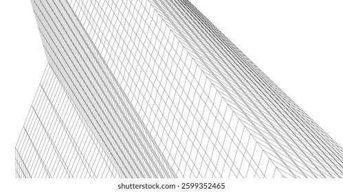 Minimalist Wireframe Skyscrapers – Abstract Architectural Perspective