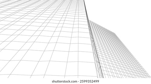 Minimalist Wireframe Skyscrapers – Abstract Architectural Perspective