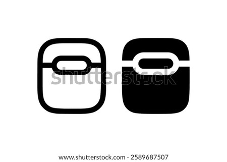 Minimalist wireless earbuds charging case icon Vector