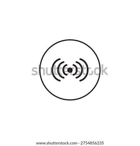 Minimalist wireless signal icon vector. Modern circular line art representing wifi, hotspot, and connectivity. Clean UI element for digital design.
