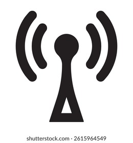 A minimalist wireless signal tower logo with radiating waves, representing connectivity, broadcasting, and communication. Ideal for technology, telecom, and digital media branding.