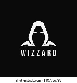 Minimalist wizard logo icon vector template on black background