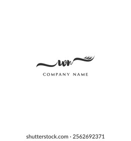 Minimalist WN Logo Design with Abstract Feather Element