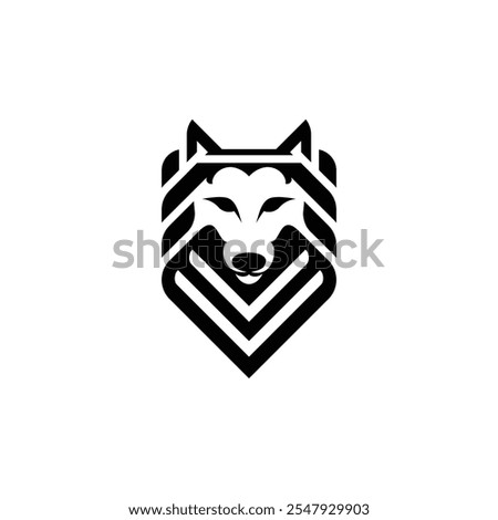 Minimalist wolf head logo with geometric line art