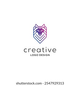 Minimalist wolf head logo with modern geometric line art