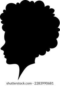 Minimalist Woman With Afro Hair Style Silhouette Vector Illustration