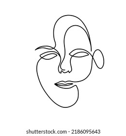 Minimalist Woman Face Illustration Freehand Drawing Stock Vector ...