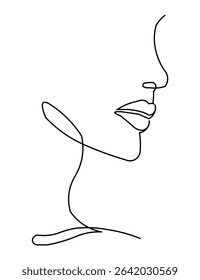 Minimalist Woman Face Line Art, Elegant Profile Graphic