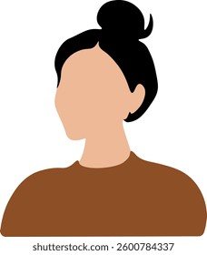Minimalist Woman Portrait with Bun Hairstyle Vector Graphic