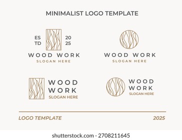 design de logotipo de vetor de modelo de logotipo de madeira minimalista	
