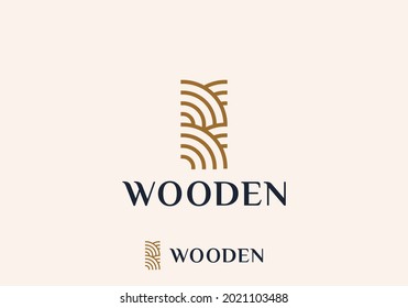 Minimalist Wood logo vector flat design
