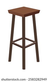 Minimalist wooden bar stool with square seat and sturdy four-legged design