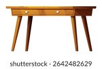 Minimalist wooden desk with two drawers, a modern furniture for home or office interior. Vector cartoon illustration