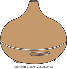 Minimalist wooden diffuser ilustration (vector), ionizer, aroma, humidifier, simple, cartoon, on the white background