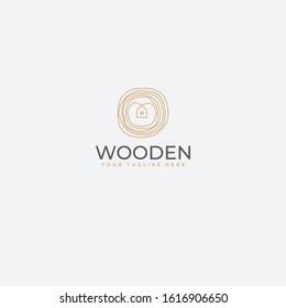 minimalist wooden home logo, home and wood logo
