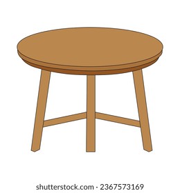  Minimalist Wooden Round Table on White Background