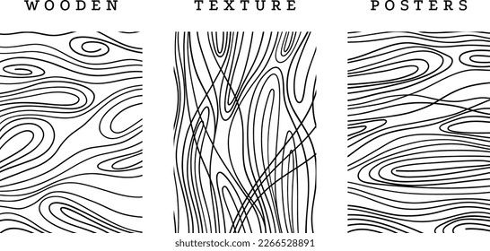 Minimalist wooden texture. Decorative wood material surface for poster cover design, timber line pattern. Vector set