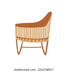 Cuna minimalista de mimbre de madera para un bebé recién nacido. Elemento De Decoración Neutra Escandinava De Boho Baby Nursery. Baby Shower Minimalista Clipart para recién nacido