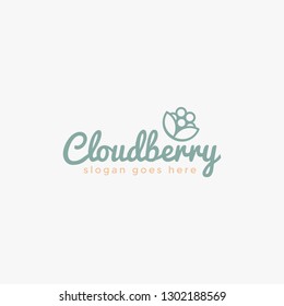Minimalist wordmark cloudberry logo vector template on white background