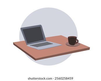 Minimalist Workspace with Laptop and a cup of coffee