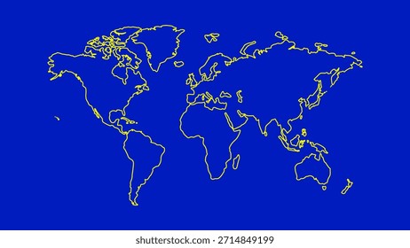 Un mapa del mundo minimalista, con los continentes resaltados en blanco sobre un fondo marino oscuro. Este mapa de Vector presenta un Diseño gráfico moderno que combina simplicidad e información.