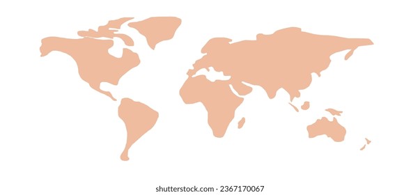 Minimalist World Map Silhouette, Featuring Continents And Oceans. Perfect For Global Concepts, Travel, And Geography