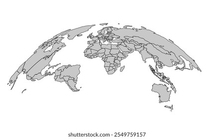 Ilustração vetorial de mapa mundial minimalista com cor cinza, perfeito para projetos de fundo, uso infográfico."Este conteúdo foi criado usando ferramentas e software de desenho vetorial, não gerado pela IA"