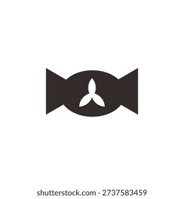 Minimalist Wrapped Candy Icon with Propeller Symbol Flat Vector Illustration