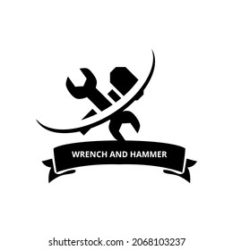 Minimalist Wrench Spanner Hammer Vector Logo