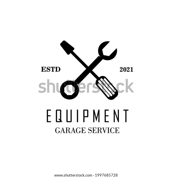 Minimalist Wrench spanner\
Turquoise Screwdriver Vector Logo,illustration vintage of tool\
equipment