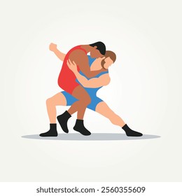 minimalist wrestling wrestlers fight flat icon logo vector illustration design. simple modern mixed martial art, sportsmanship concept