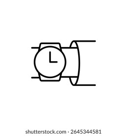 Minimalist Wristwatch Depiction In Outline Style On Transparent Canvas