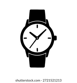 Minimalist wristwatch icon vector flat analog watch illustration on grey