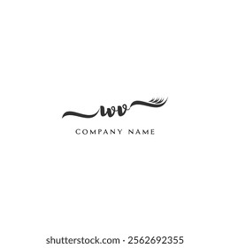 Minimalist WV Logo Design with Abstract Feather Element