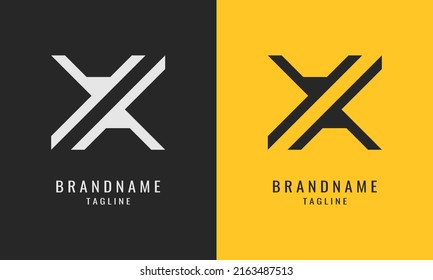 Minimalist X or Double Y Logo Design , Vector Template