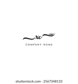 Minimalist XC Logo Design with Abstract Feather Element