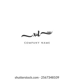Minimalist XD Logo Design with Abstract Feather Element