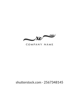 Minimalist XE Logo Design with Abstract Feather Element