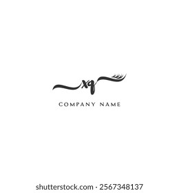 Minimalist XQ Logo Design with Abstract Feather Element