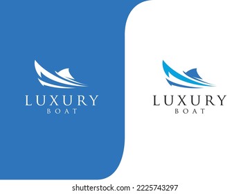 Minimalist yacht logo design Ship and Cruise Inspiration Vector Stock