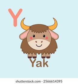 Minimalist Yak Illustration for Kids Alphabet