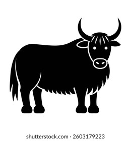 Minimalist Yak Silhouette, Nature Icon, Simple Wild Animal Vector Illustration, Branding and Design Concept