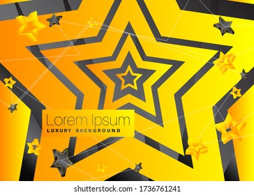 Minimalist yellow abstract background. Vector luxury yellow and black gradient geometric elements, star shapes.