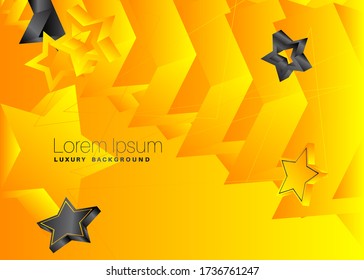Minimalist yellow abstract background. Vector luxury yellow and black gradient geometric elements, star shapes.